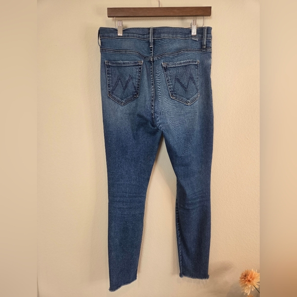 MOTHER Classic Blue Ripped Skinny Jeans - Picture 2 of 3